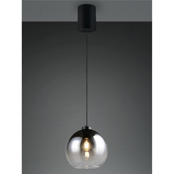 Lámpara colgante LIORA pantalla de vidrio ahumado, bombilla excl. 1x E27 max. 15W IP20 Gris