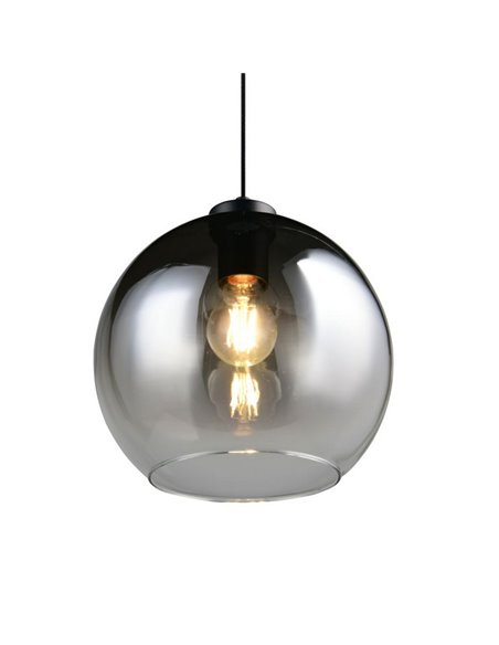 Luminária pendente LIORA com cúpula de vidro fumê, lâmpada não incluída: 1 x E27 máx. 15W IP20 Cinza