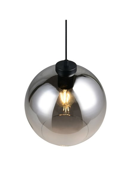 Luminária pendente LIORA com cúpula de vidro fumê, lâmpada não incluída: 1 x E27 máx. 15W IP20 Cinza