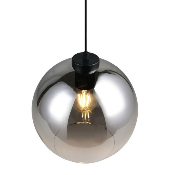 Luminária pendente LIORA com cúpula de vidro fumê, lâmpada não incluída: 1 x E27 máx. 15W IP20 Cinza