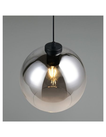 Lámpara colgante LIORA pantalla de vidrio ahumado, bombilla excl. 1x E27 max. 15W IP20 Gris