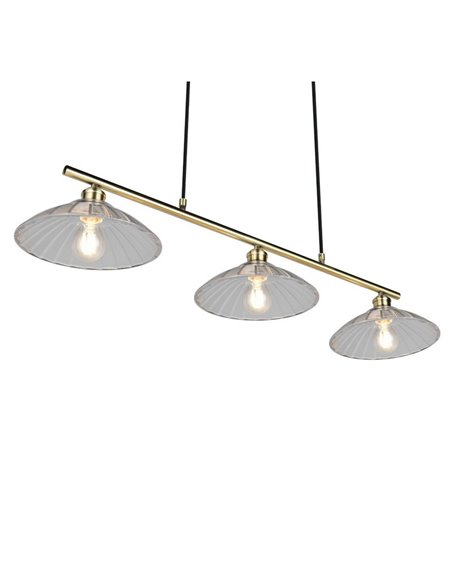 Luminária de teto ELUNA com 3 cúpulas de vidro, lâmpada não inclusa. 3 soquetes E27, máx. 60W, IP20 Bronze.