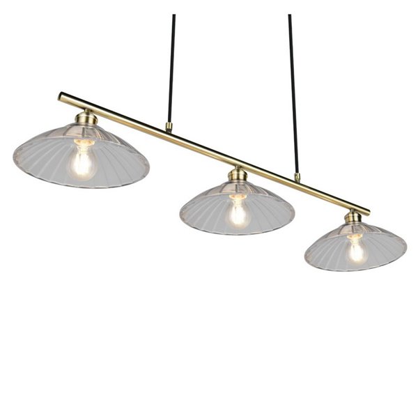 Lámpara de techo ELUNA con 3 pantallas de vidrio, bombilla excl. 3x E27 max. 60W IP20 Bronce