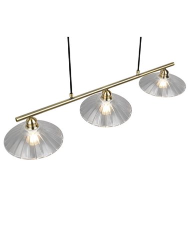 Lámpara de techo ELUNA con 3 pantallas de vidrio, bombilla excl. 3x E27 max. 60W IP20 Bronce