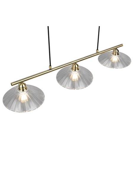 Lámpara de techo ELUNA con 3 pantallas de vidrio, bombilla excl. 3x E27 max. 60W IP20 Bronce