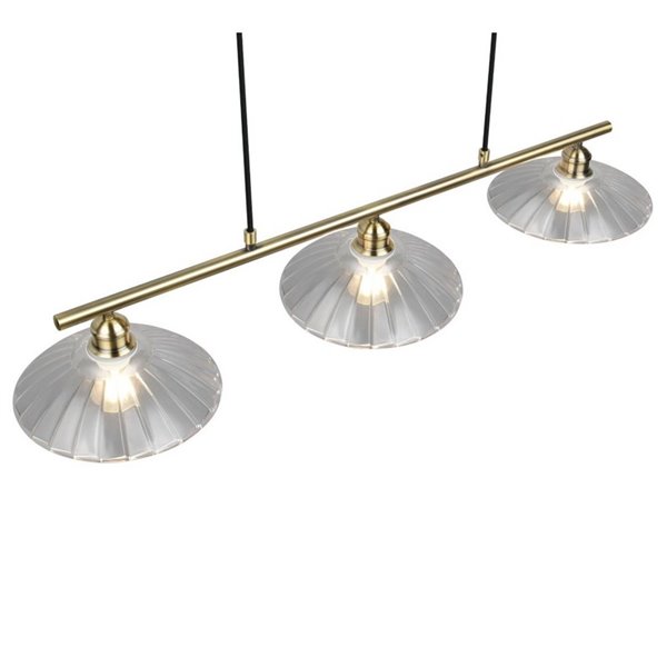 Luminária de teto ELUNA com 3 cúpulas de vidro, lâmpada não inclusa. 3 soquetes E27, máx. 60W, IP20 Bronze.