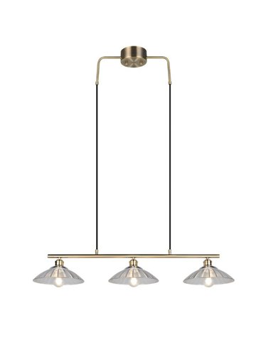 Lámpara de techo ELUNA con 3 pantallas de vidrio, bombilla excl. 3x E27 max. 60W IP20 Bronce
