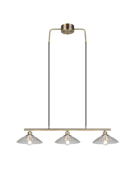 Lámpara de techo ELUNA con 3 pantallas de vidrio, bombilla excl. 3x E27 max. 60W IP20 Bronce