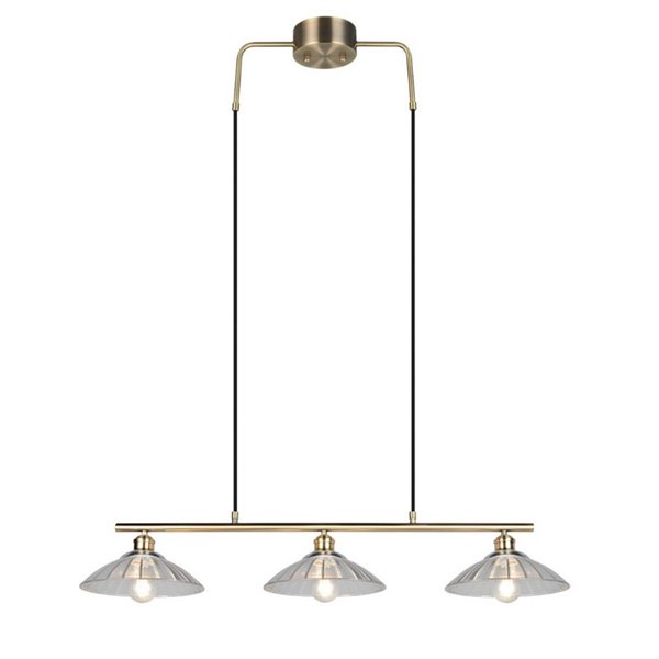 Luminária de teto ELUNA com 3 cúpulas de vidro, lâmpada não inclusa. 3 soquetes E27, máx. 60W, IP20 Bronze.