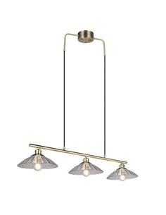 Lámpara de techo ELUNA con 3 pantallas de vidrio, bombilla excl. 3x E27 max. 60W IP20 Bronce