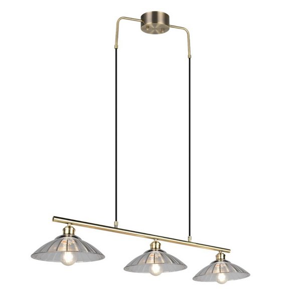 Lámpara de techo ELUNA con 3 pantallas de vidrio, bombilla excl. 3x E27 max. 60W IP20 Bronce