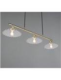 Luminária de teto ELUNA com 3 cúpulas de vidro, lâmpada não inclusa. 3 soquetes E27, máx. 60W, IP20 Bronze.