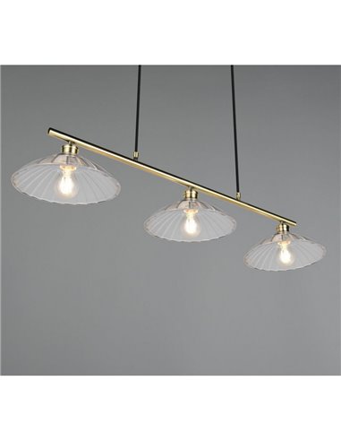 Lámpara de techo ELUNA con 3 pantallas de vidrio, bombilla excl. 3x E27 max. 60W IP20 Bronce