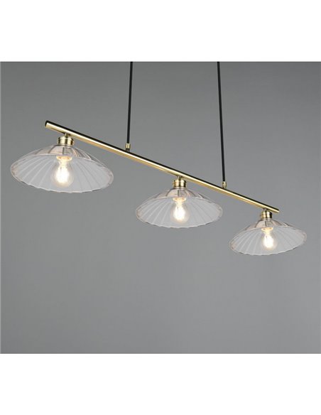Lámpara de techo ELUNA con 3 pantallas de vidrio, bombilla excl. 3x E27 max. 60W IP20 Bronce