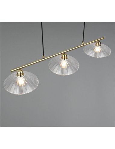 Lámpara de techo ELUNA con 3 pantallas de vidrio, bombilla excl. 3x E27 max. 60W IP20 Bronce
