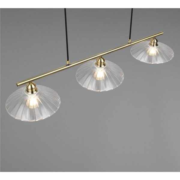 Luminária de teto ELUNA com 3 cúpulas de vidro, lâmpada não inclusa. 3 soquetes E27, máx. 60W, IP20 Bronze.