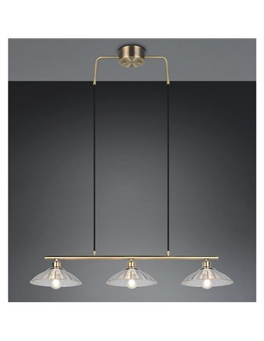 Plafonnier ELUNA avec 3 abat-jour en verre, ampoule non incluse. 3 x E27, 60 W max., IP20, bronze.