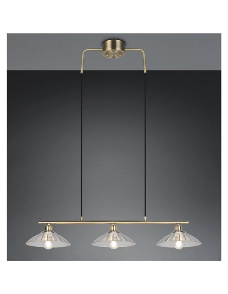 Luminária de teto ELUNA com 3 cúpulas de vidro, lâmpada não inclusa. 3 soquetes E27, máx. 60W, IP20 Bronze.