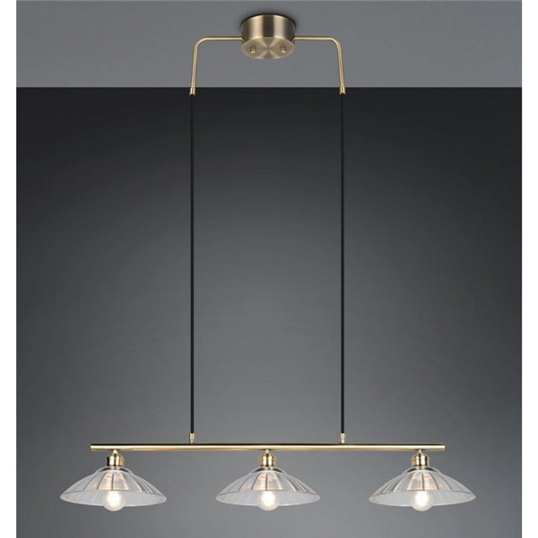 Plafonnier ELUNA avec 3 abat-jour en verre, ampoule non incluse. 3 x E27, 60 W max., IP20, bronze.