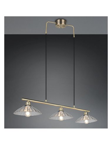 Luminária de teto ELUNA com 3 cúpulas de vidro, lâmpada não inclusa. 3 soquetes E27, máx. 60W, IP20 Bronze.