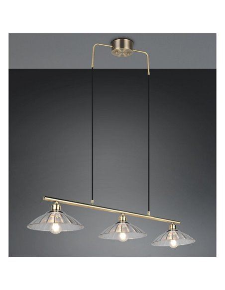 Luminária de teto ELUNA com 3 cúpulas de vidro, lâmpada não inclusa. 3 soquetes E27, máx. 60W, IP20 Bronze.