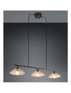 Plafonnier ELUNA avec 3 abat-jour en verre, ampoule non incluse. 3 x E27 max. 60 W IP20 Ambre/noir 2