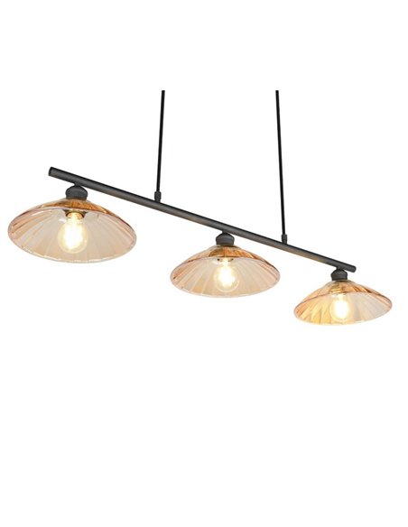 Lámpara de techo ELUNA con 3 pantallas de vidrio, bombilla excl. 3x E27 max. 60W IP20 Ámbar/negro