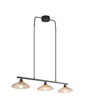 Lámpara de techo ELUNA con 3 pantallas de vidrio, bombilla excl. 3x E27 max. 60W IP20 Ámbar/negro