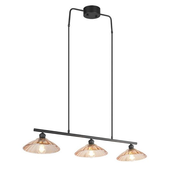 Lámpara de techo ELUNA con 3 pantallas de vidrio, bombilla excl. 3x E27 max. 60W IP20 Ámbar/negro