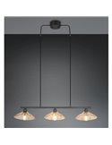 Lámpara de techo ELUNA con 3 pantallas de vidrio, bombilla excl. 3x E27 max. 60W IP20 Ámbar/negro