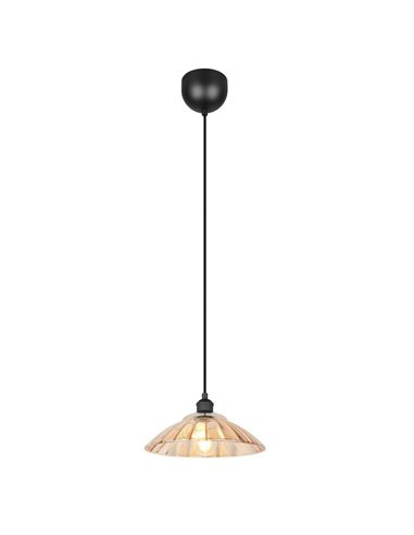 Lámpara colgante ELUNA pantalla de vidrio, bombilla excl. 1x E27 max. 60W IP20 Ámbar/negro