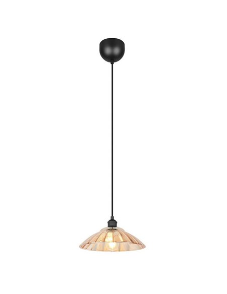 Lámpara colgante ELUNA pantalla de vidrio, bombilla excl. 1x E27 max. 60W IP20 Ámbar/negro