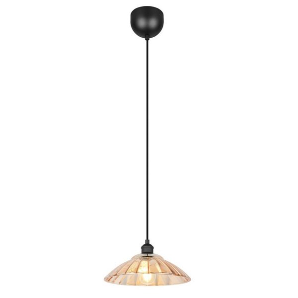 Lámpara colgante ELUNA pantalla de vidrio, bombilla excl. 1x E27 max. 60W IP20 Ámbar/negro