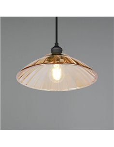 Lámpara colgante ELUNA pantalla de vidrio, bombilla excl. 1x E27 max. 60W IP20 Ámbar/negro 2