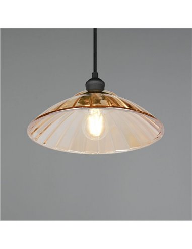Lámpara colgante ELUNA pantalla de vidrio, bombilla excl. 1x E27 max. 60W IP20 Ámbar/negro