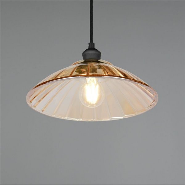 Luminária pendente ELUNA com cúpula de vidro, lâmpada não incluída. 1x E27 máx. 60W IP20 Âmbar/preto