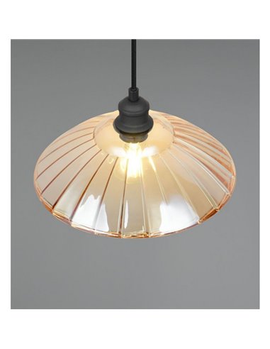 Luminária pendente ELUNA com cúpula de vidro, lâmpada não incluída. 1x E27 máx. 60W IP20 Âmbar/preto