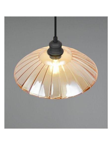 Luminária pendente ELUNA com cúpula de vidro, lâmpada não incluída. 1x E27 máx. 60W IP20 Âmbar/preto