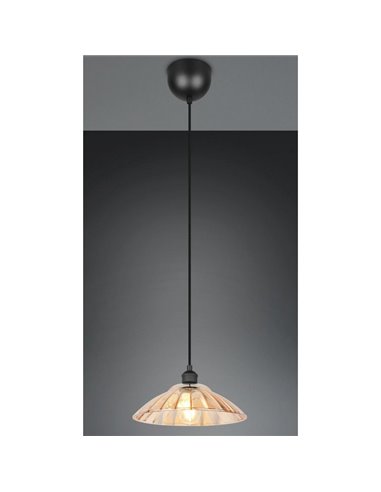 Lámpara colgante ELUNA pantalla de vidrio, bombilla excl. 1x E27 max. 60W IP20 Ámbar/negro