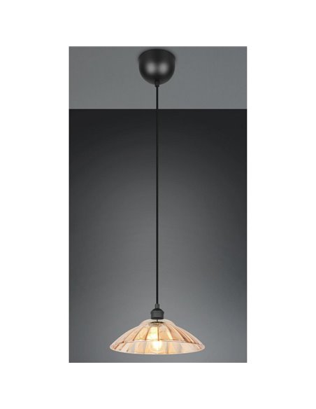 Lámpara colgante ELUNA pantalla de vidrio, bombilla excl. 1x E27 max. 60W IP20 Ámbar/negro