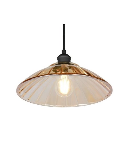 Lámpara colgante ELUNA pantalla de vidrio, bombilla excl. 1x E27 max. 60W IP20 Ámbar/negro