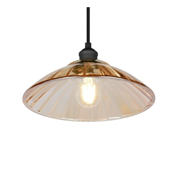 Lámpara colgante ELUNA pantalla de vidrio, bombilla excl. 1x E27 max. 60W IP20 Ámbar/negro