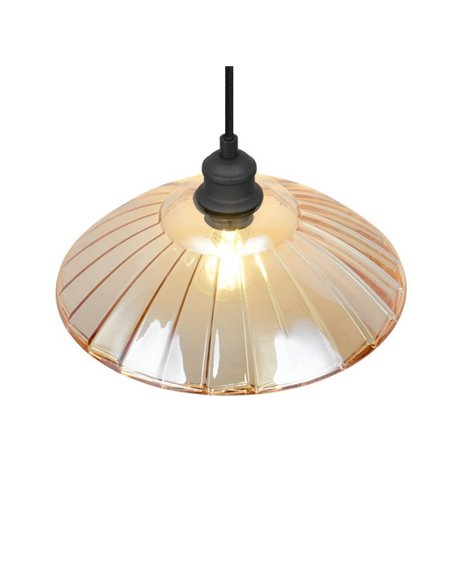 Lámpara colgante ELUNA pantalla de vidrio, bombilla excl. 1x E27 max. 60W IP20 Ámbar/negro