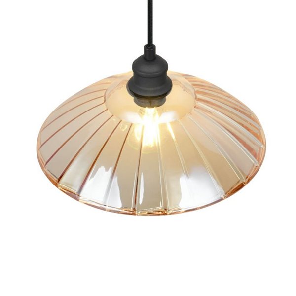 Luminária pendente ELUNA com cúpula de vidro, lâmpada não incluída. 1x E27 máx. 60W IP20 Âmbar/preto