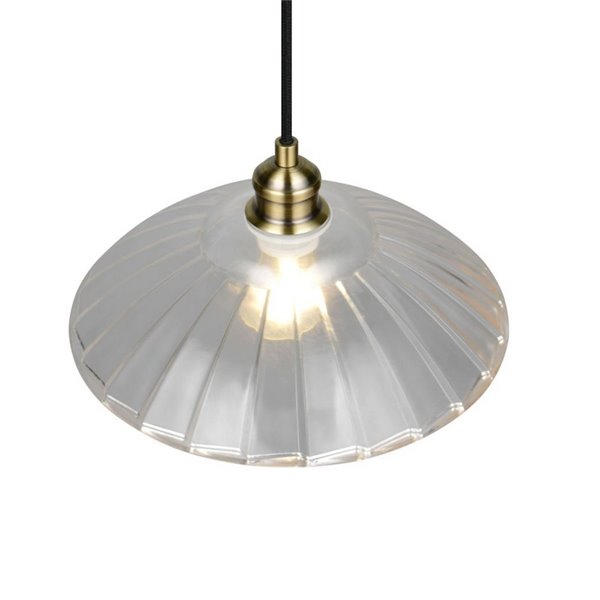 Luminária pendente ELUNA com cúpula de vidro, lâmpada não incluída (1 x E27 máx. 60W), IP20, bronze.