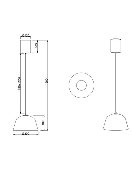 Lámpara colgante pantalla métalica TOVA bombilla excl. 1x E27 max. 15W IP20 Negro