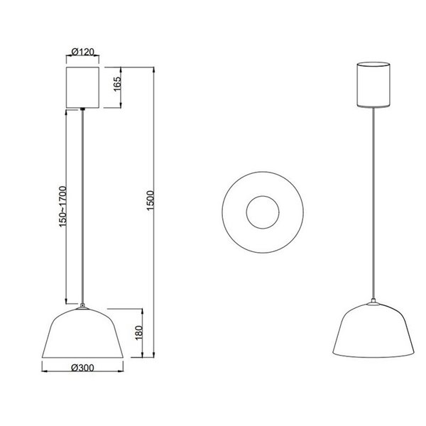 Lámpara colgante pantalla métalica TOVA bombilla excl. 1x E27 max. 15W IP20 Negro