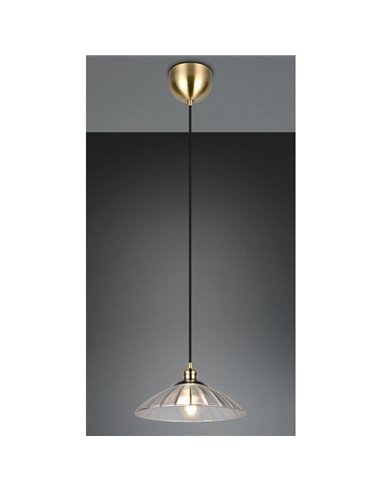 Luminária pendente ELUNA com cúpula de vidro, lâmpada não incluída (1 x E27 máx. 60W), IP20, bronze.