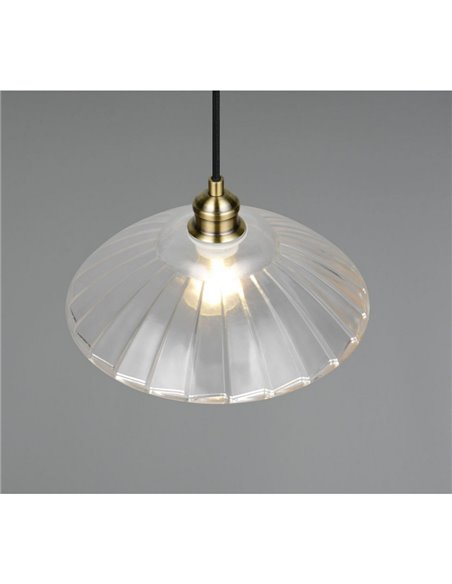 Luminária pendente ELUNA com cúpula de vidro, lâmpada não incluída (1 x E27 máx. 60W), IP20, bronze.