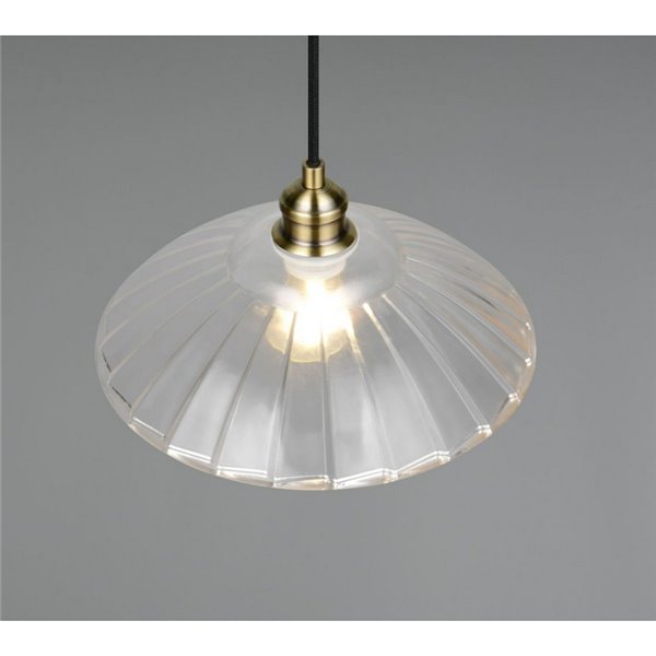 Luminária pendente ELUNA com cúpula de vidro, lâmpada não incluída (1 x E27 máx. 60W), IP20, bronze.